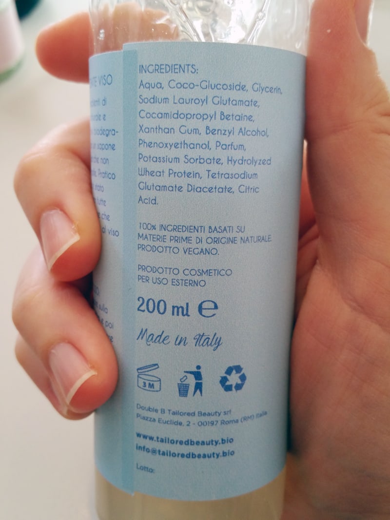 INCI detergente viso DoubleB Tailored Beauty