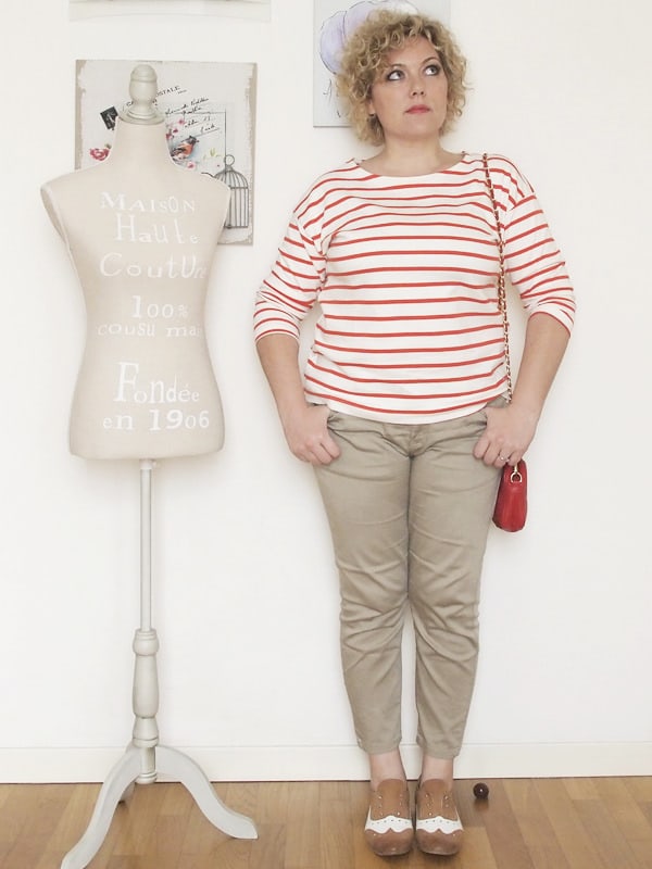 Verdementa-Fashion-blog-outfit-curvy-taglia48-casual-pantaloni-chinos-maglia-righe-2
