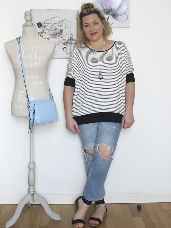 Outfit curvy con righe e strappi taglia 46 taglia 48