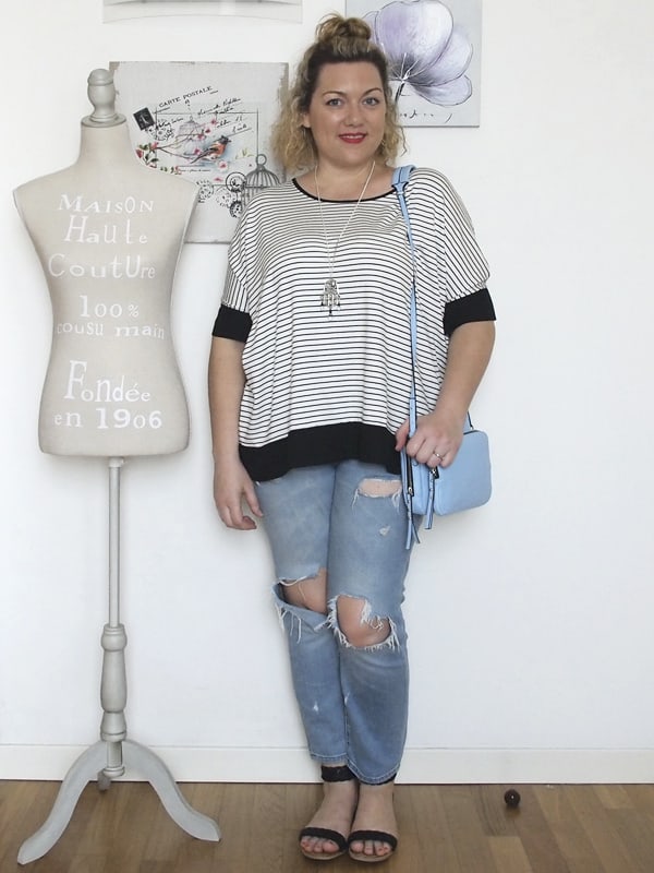 Outfit curvy con righe e strappi taglia 46 taglia 48