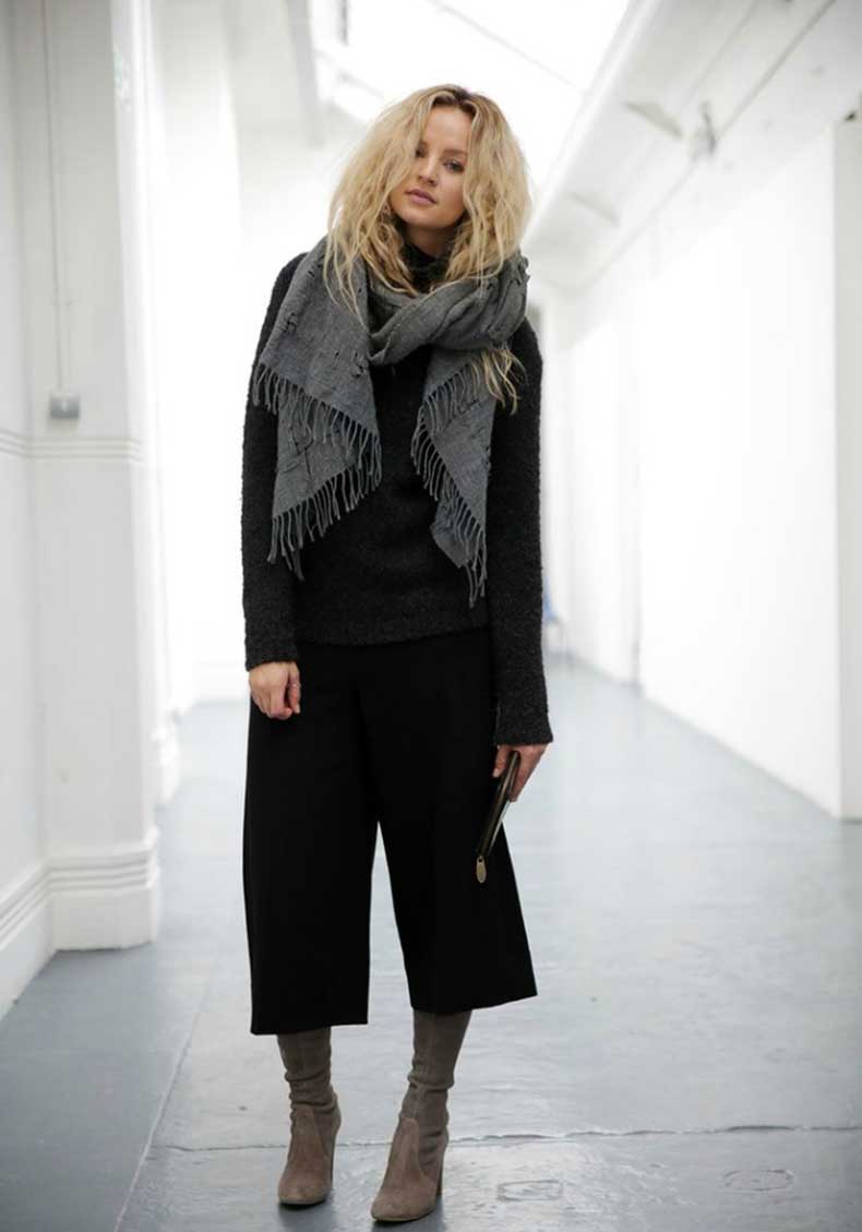 come abbinare i pantaloni culotte in inverno