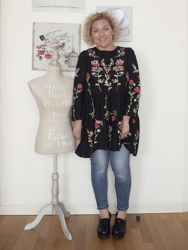 Tendenze moda autunno inverno 2016: ricami folk. Proposta di outfit curvy.