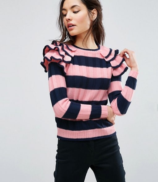 ASOS - Maglione a righe con volant sulle maniche