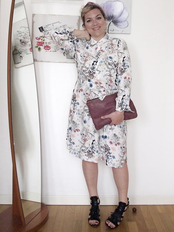 Verdementa Fashion Blog Curvy Italiano, outfit curvy taglia 46-48 con abito longuette a fiori