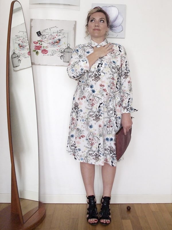 Verdementa Fashion Blog Curvy Italiano, outfit curvy taglia 46-48 con abito longuette a fiori