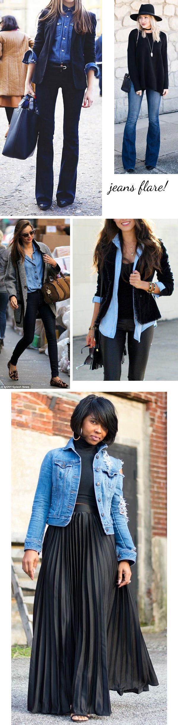 look total black: come abbinare il nero con il denim