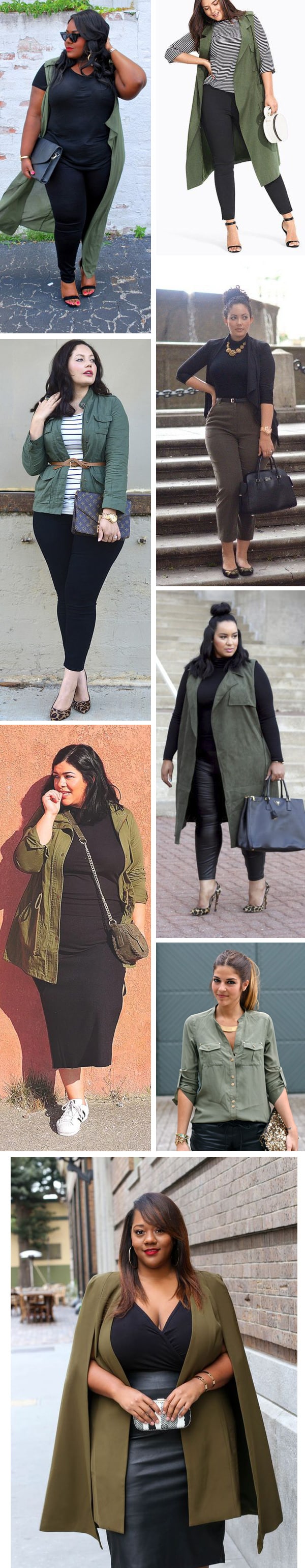 Look total black: come abbinare il nero con il verde militare