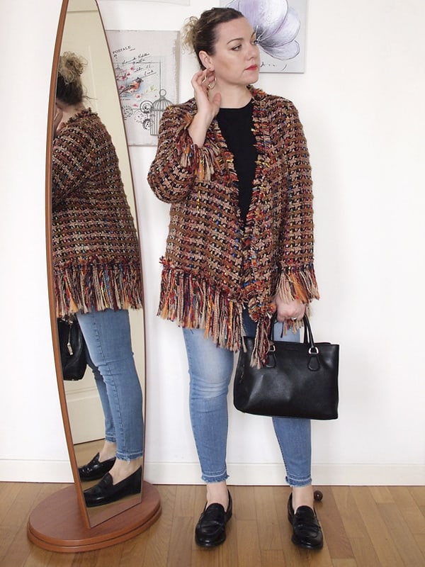 outfit curvy con giacca Zara sfrangiata