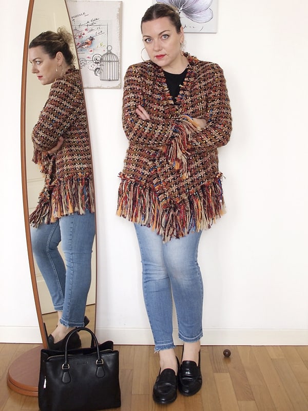 outfit curvy con giacca Zara sfrangiata