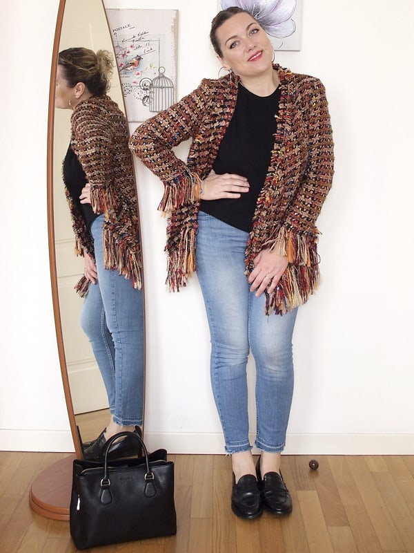 outfit curvy con giacca Zara sfrangiata