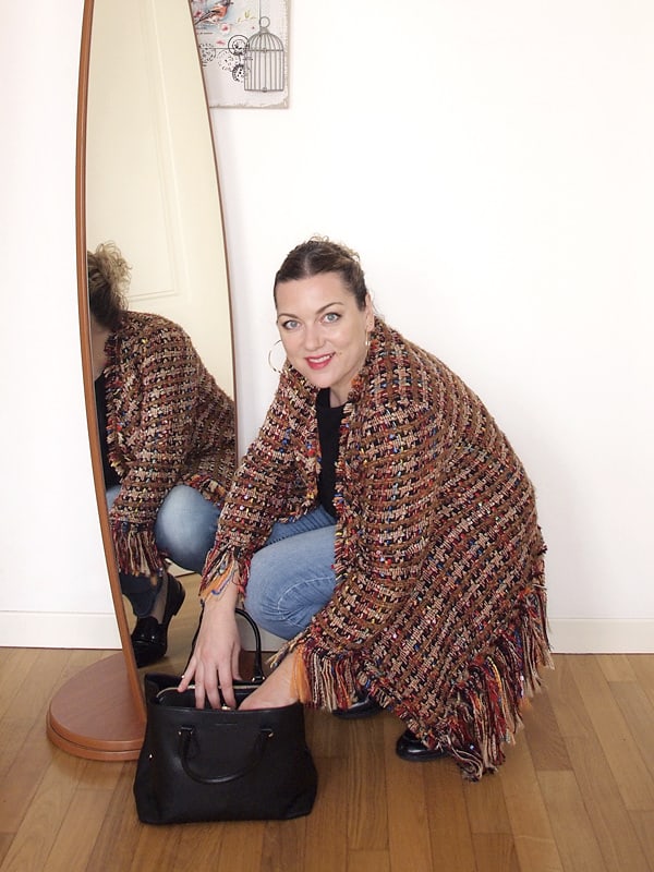outfit curvy con giacca Zara sfrangiata