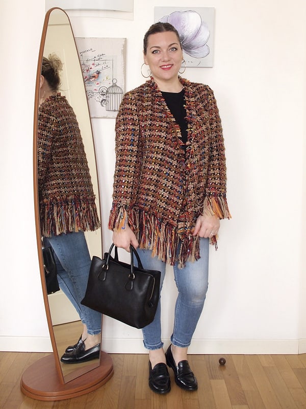 outfit curvy con giacca Zara sfrangiata