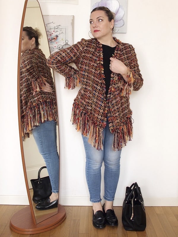 outfit curvy con giacca Zara sfrangiata